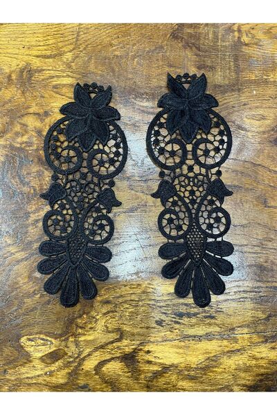 Gönülden Tasarım Aplicație de guipură brodată neagră - 2 Adept 25x10 cm Acces...