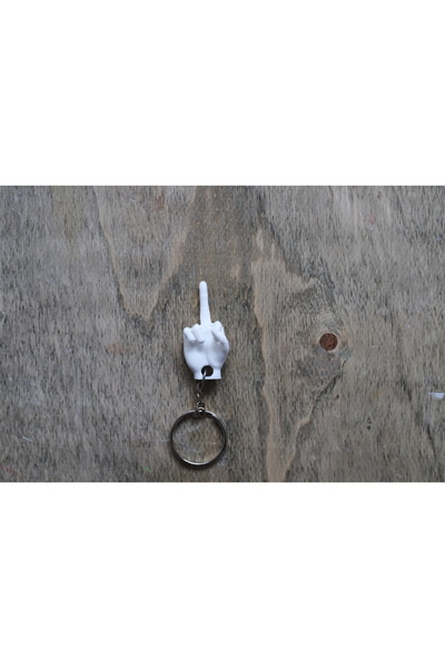 DLC3DDESIGN Breloc alb pentru degetul mijlociu