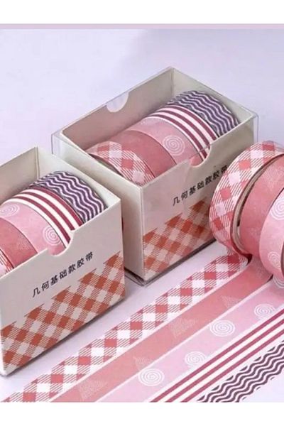 Limmy Vintage Washi Tape with Geometric Pattern - Set of 5 Printed Masking Paper N3