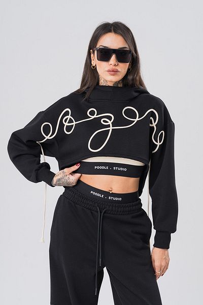 go gang own Hanorac scurt de damă Rope cu detaliu crop intern