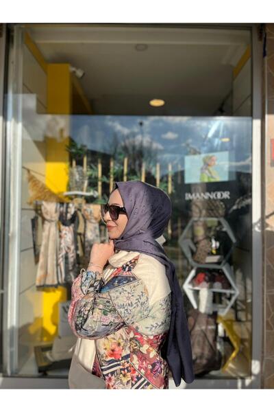 Imannoor Chain Pattern Anthracite Cotton Silk Shawl 70X210