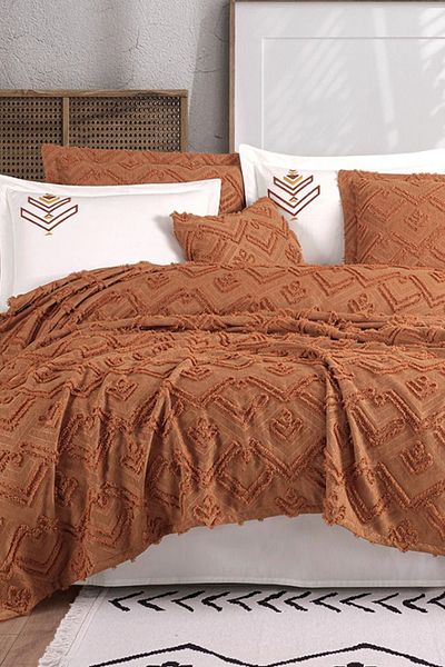İyi Geceler İstanbul Good Night Istanbul Aztec Tile Double 100% Cotton Bedspread Set