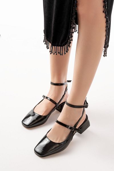 serkanseyyid St-003 Black Patent Leather Daily 4 cm Heeled Shoes