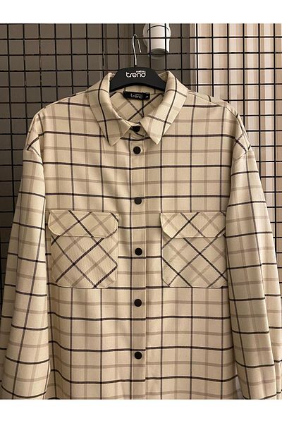 Armine TREND Square Patterned Pocket Shirt Collar Tunic