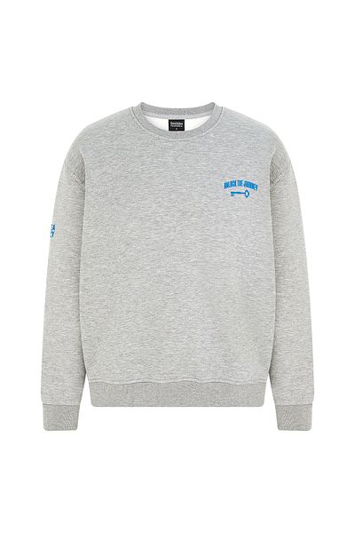 Eazy Co Eazy Unlock the Journey Hanorac gros unisex, gri Melange, cu gât crew