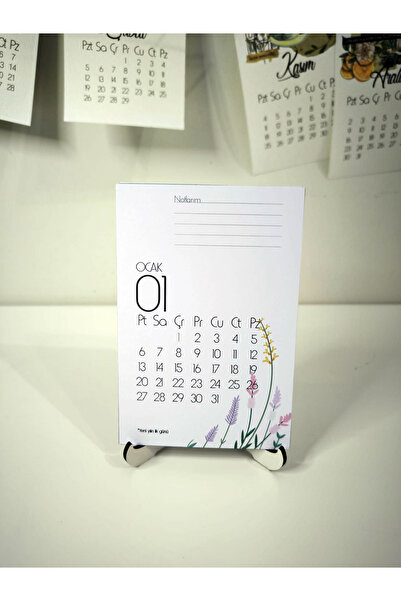 SelisCraft 2026 Pastel Çiçekler Temalı Masa Takvimi / Notlu Masa Takvimi Yeni Yıl Yılbaşı Hediyesi