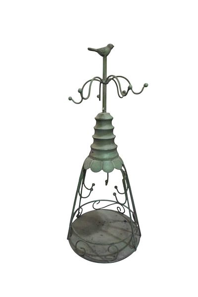 Vitale Green Metal 44cm - 11 Hanging Bird Cage Stand Organizer Organizer