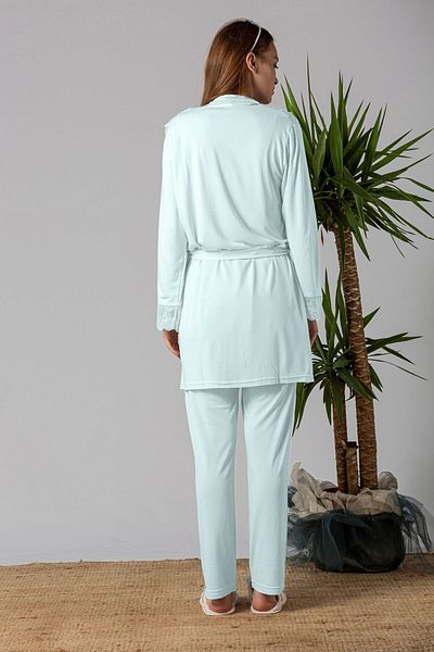 ByLohusa Pregnant Maternity Sleepwear Set with Effortt Turquoise Dressing Gown