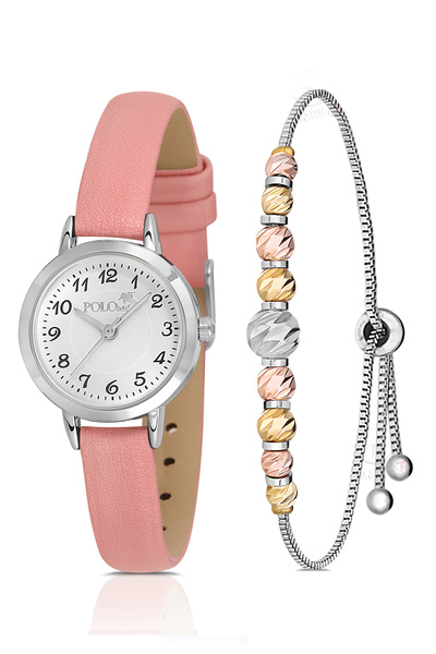 Polo Air Klasik Deri Kordon Kadın Kol Saati Dorika Bileklik Kombin Tozpembe G...