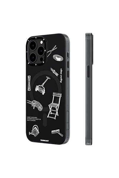 Youngkit İphone 14 Pro Max Uyumlu Kılıf Magsafe Şarj Özellikli Desenli Playth...