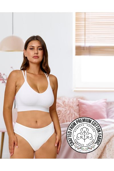 ALYA UNDERWEAR Chiloți alb din bumbac cu tanga Bato, mărime mare - 5 bucăți (2XL, 3XL, 4XL)