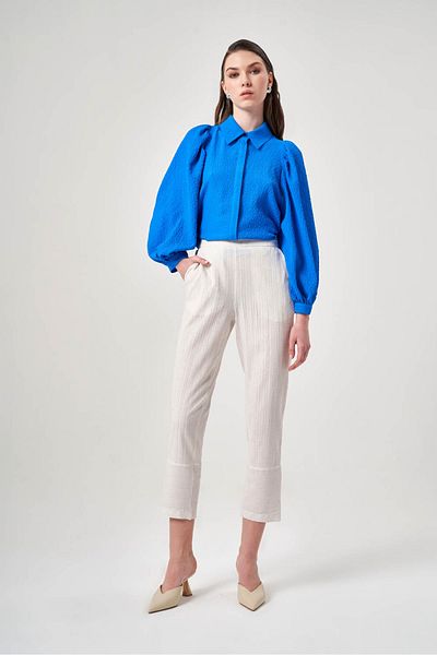 Mizalle Linen Texture Melted Beige Trousers