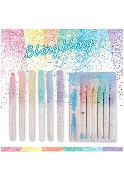 CHOSCH Fosforlu Kalem Simli Pastel Renkler 6"lı Cs-h823