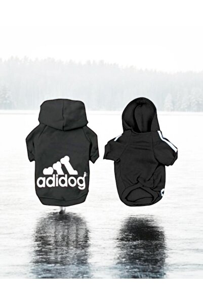 Kemique Black Adidog Kapşonlu Sweatshirt Köpek Kazağı