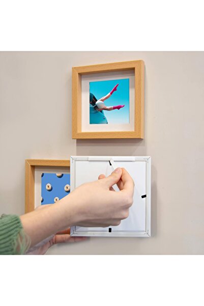 Nobbystar 14X14Cm Wooden Photo Frame with Paspart - Adhesive Pola Square Pack of 6