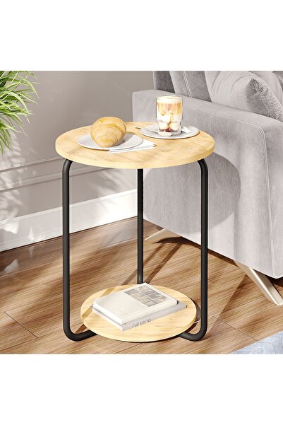 eportatif Yuvarlak Dekoratif Zigon Sehpa Orta Sehpa Çam 1539