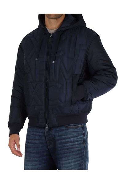 Armani Exchange Men's Navy Blue Coat - Hooded, 6Dzb11 Zn4Xz-1510, Casual, Brand Detailed
