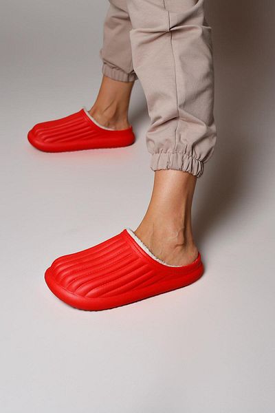 Beyond Unisex červené vodotěsné vlněné domácí pantofle - 3 cm Byndhfay01