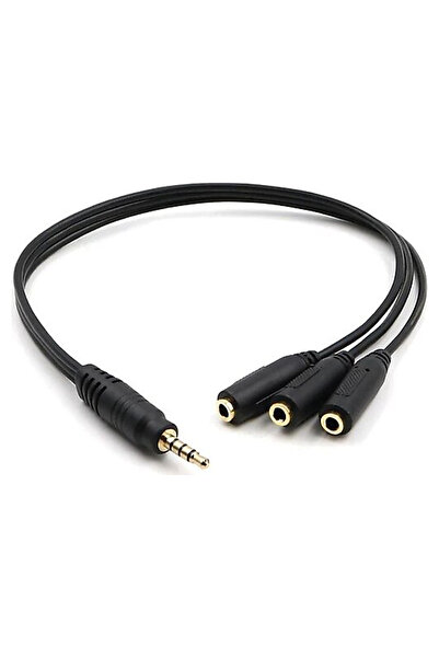 Powermaster 3.5 Mm Erkek * 3 Stereo Dişi Kulaklık Çoklayıcı 30 Cm Y Kablo