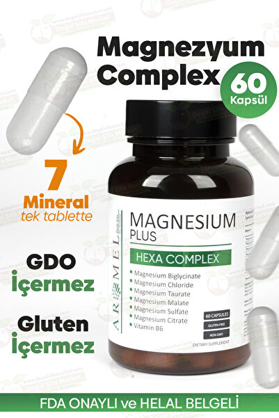 DOĞAL ŞİFA MARKET Magnezyum Plus Bitkisel 60 Kapsül – Helal Belgeli, GDO ve K...