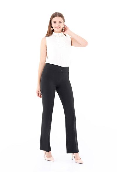 G-Line High Waist Pipe Leg Maxi Length Trousers