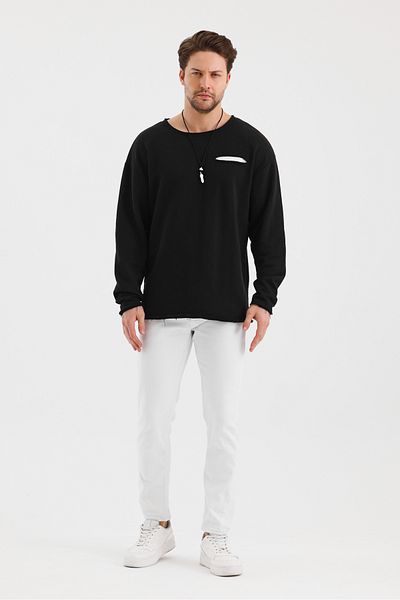 BABBOSS Long Sleeve Oversize Sweat - Wide Neckline and Pocket Detail