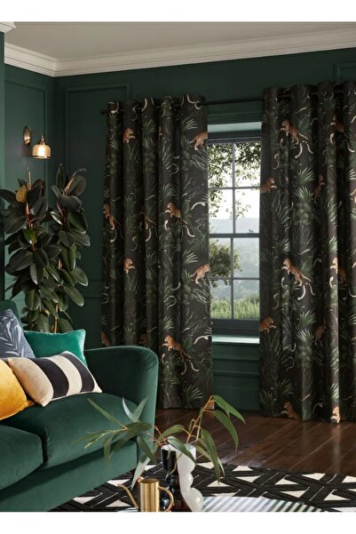 Evcimenhome Rustik perdesi (astarlı) pamuklu kumaş kuşgözü metal halkalı 230c...