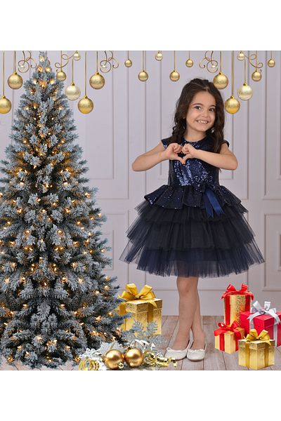 DAFİTO KİDS Rochie cu paiete de Anul Nou bleumarin