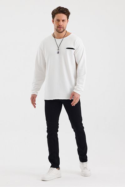 BABBOSS Long Sleeve Oversize Sweat - Wide Neckline and Pocket Detail