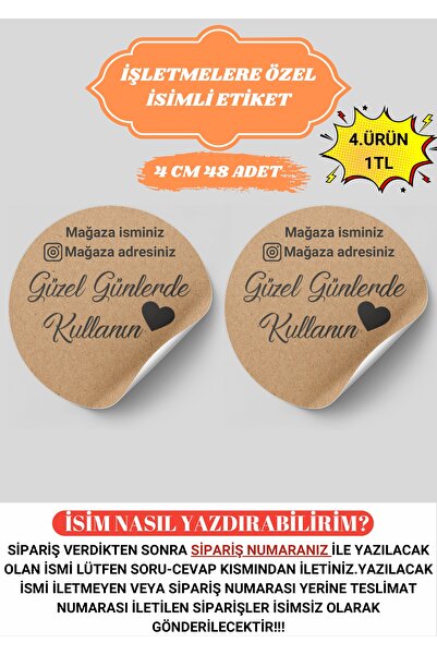 anka design Firmalara Özel İsimli Etiket Kraft Sticker Güzel Günlerde Kullanı...