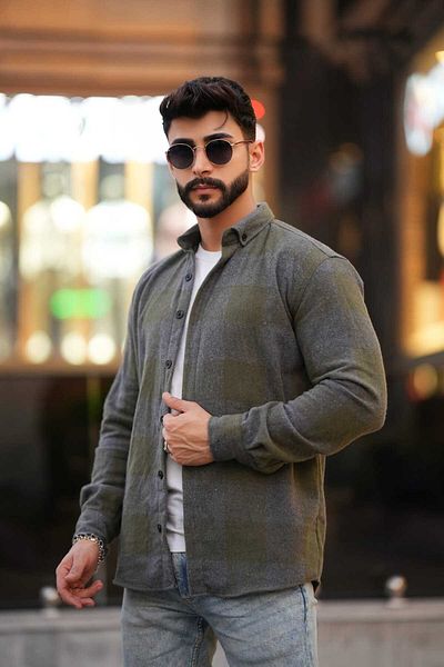 Mavi Sima Риза Lumberjack в цвят каки сиво с копчета