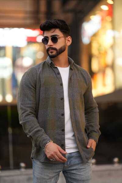 Mavi Sima Πουκάμισο Ξυλοκόπος Χακί Γκρι Κουμπωμένο