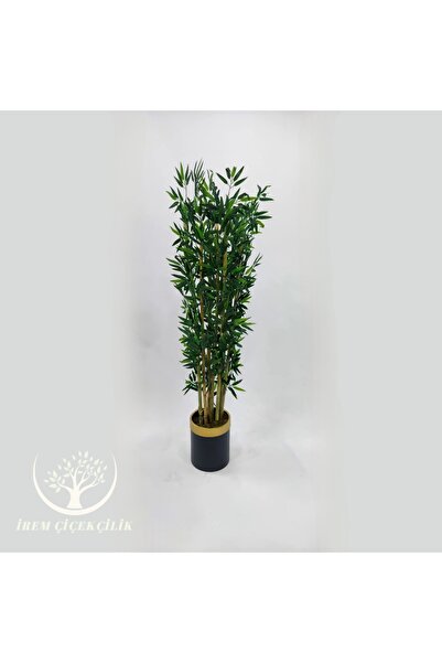 İremÇiçekçilik Siyah Gold Metal Saksıda 7 Li Bambu Yapay Ağaç