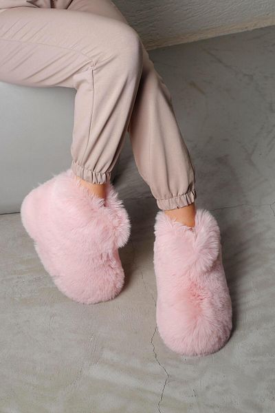 Beyond Powder Colored Women's Slippers - Ultra Light, Furry Feather, 4cm Bynd03