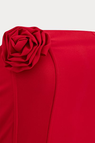 Eyyo Red Rose Detail Strapless Crop Top Ate-1120