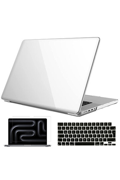 NovStrap حافظة لامعة لجهاز Apple Macbook Pro مقاس 14 بوصة - M4 A3112 A3185 A3401، لوحة مفاتيح سوداء متوافقة مع فيلم الشاشة