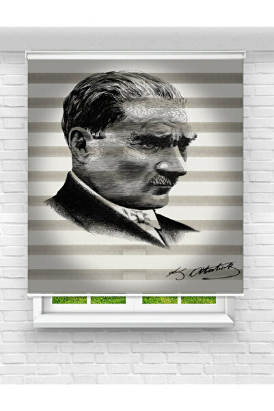 Mas Mustafa Kemal Atatürk Baskılı Zebra Perde | Desenli Stor Perde