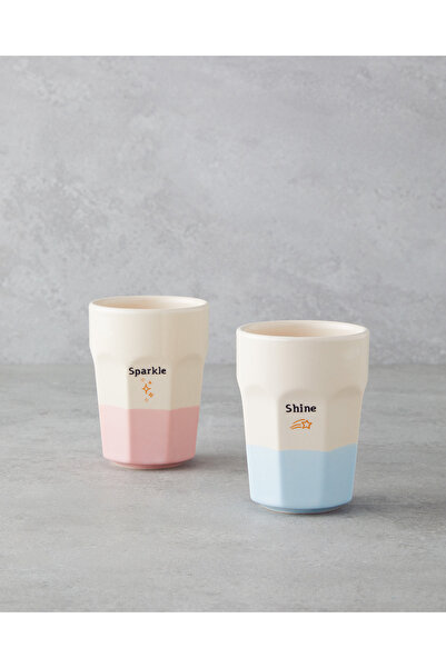 English Home Shine Day Seramik 2'li Bardak 280 ml Pembe - Mavi