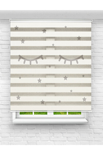 Mas Yıldızlar ve Kirpik Baskılı Zebra Perde | Çocuk Odası İçin Şık ve Eğlenceli Perde