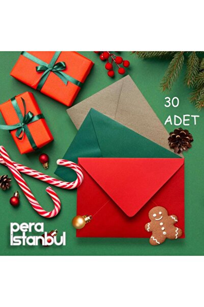 Pera İstanbul 30 مغلفًا صغيرًا ملونًا بطابع رأس السنة - 7x9