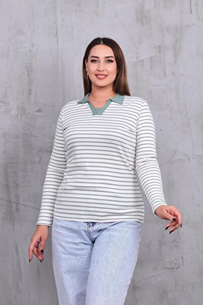 Siyezen Plus Size Polo Collar Cotton Lycra Blouse