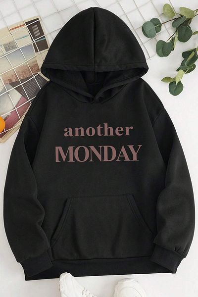 uyguntarz Памучен голям суичър с щампи Monday