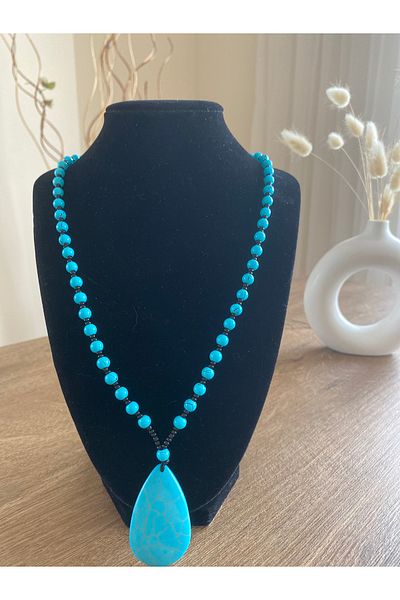 Store Turquoise Mosaic Beaded Water Drop Necklace