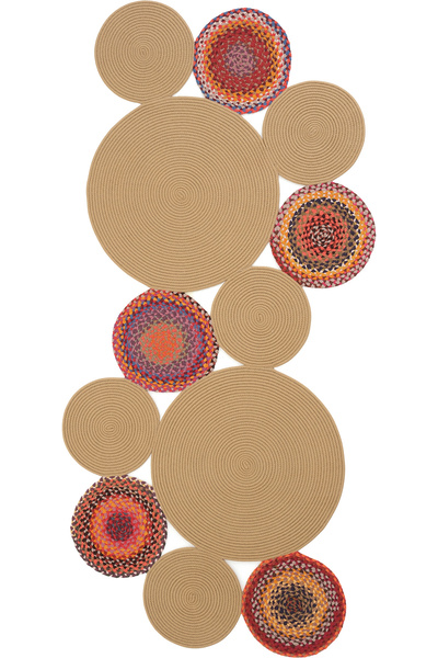 Cool Halı Luke 848 Naturel Renkli Oval Halı Paspas Bohem Örgü Hasır Kilim Dek...