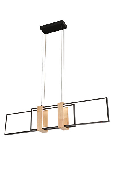 Apliqa Alena 69 Watt Siyah Dikdörtgen Ahşap Desenli Modern Salon Led Sarkıt Avize