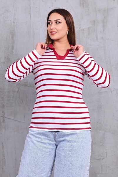 Siyezen Plus Size Polo Collar Cotton Lycra Blouse