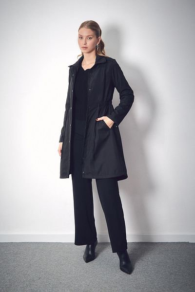 Fulla Moda Trench cu mânecă pliabilă și talie elastică