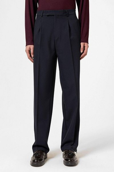 Antioch Navy Blue High Waist Zippered Men's Trousers