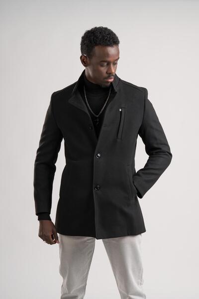 AKÇAYLAR Παλτό με καραβόπανο με λαιμόκοψη - Κλείσιμο με κουμπί, πλαϊνές τσέπες και επένδυση