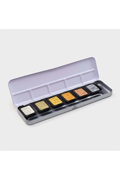 finetec Metalik Yaldız Tablet Sulu Boya Seti 6 Renk Premium F7001